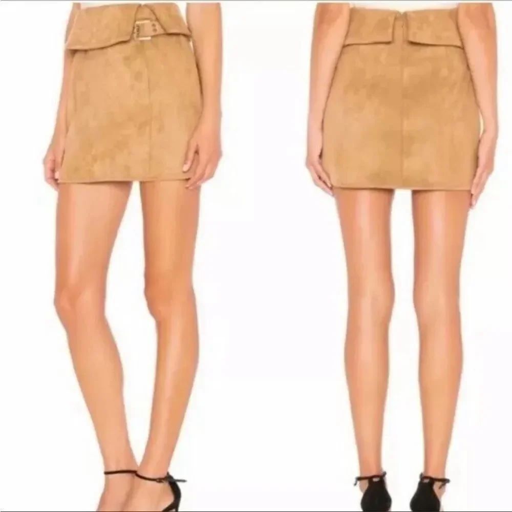 LOVERS + FRIENDS | REVOLVE Faux Suede Tan Belted Mini Skirt Women’s Size XXS